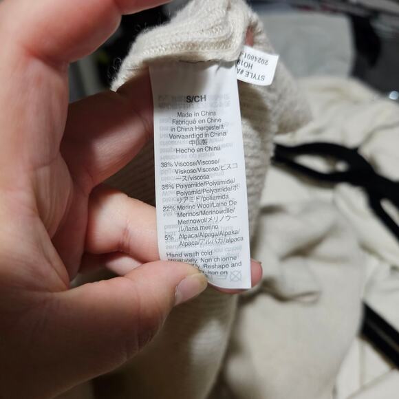 Madewell Baybrook Pullover Cream Sweater Women Small AG584 Merino Wool Alpaca - Picture 6 of 7